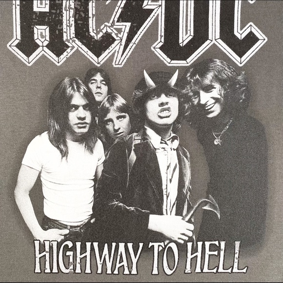 ACDC Distressed Highway to Hell Rock Grunge Festival Music Graphic Cropped Tank - Picture 3 of 3